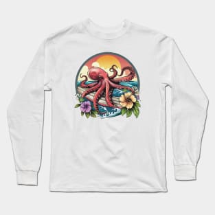 Surfing Octopus Long Sleeve T-Shirt